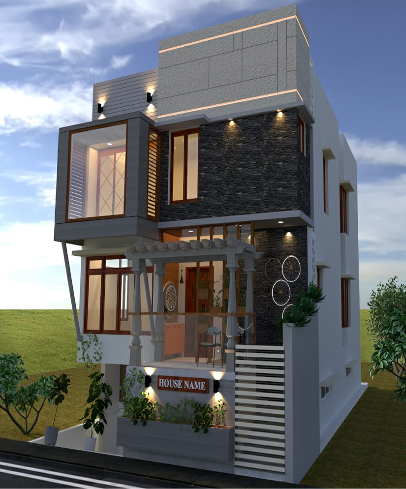 Modern Home, Tumkur - Residential project in Tumkur. 1,600 Sft · Design & Build